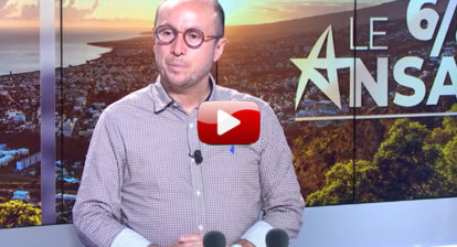 Le président assi au plateau télévision, bouton lecture en premier plan.