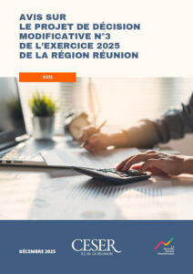 Couverture de l'avis du CESER de La Réunion sur le projet de décision modificative n°3 de l’exercice 2025 de la Région Réunion