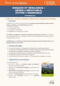 Première page de la note stratégique de Risques et résilience du CESER de La Réunion